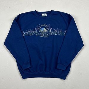 vintage 90s cute northern reflections birds and flowers sweatshirt
